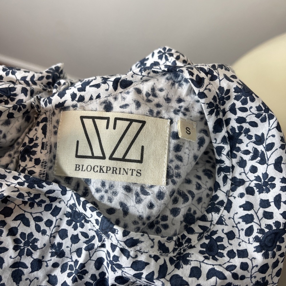 SZ Blockprints Cotton Orti Dress in Blue Floral Small S - Picture 10 of 10